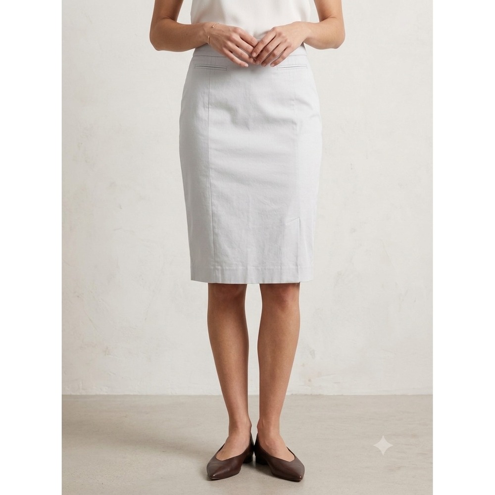 Brooks Brothers Pencil Skirt Women 4 Blue Stretch Cotton Knee Length Office Work